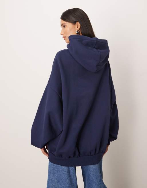 ARRANGE oversized premium heavy weight hoodie in navy, 3 of 4