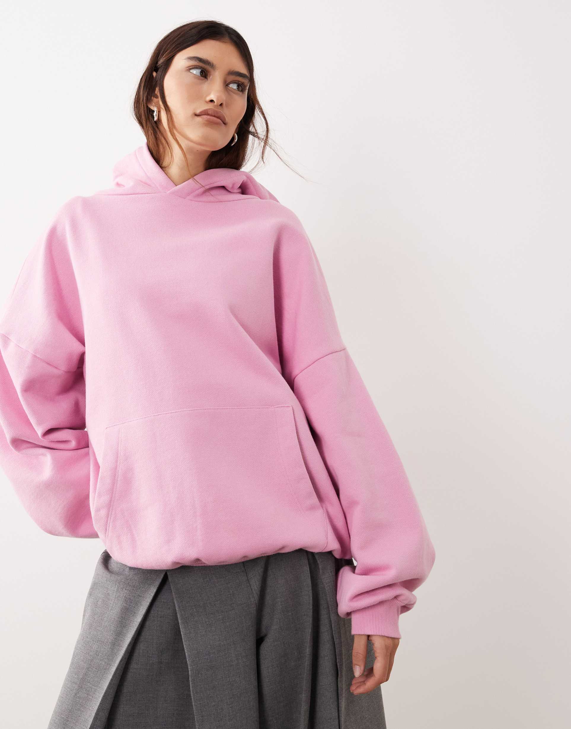 arrange oversized premium heavy weight hoodie in pink