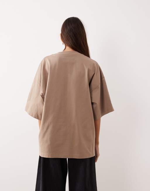 ARRANGE oversized premium heavy weight T-shirt in taupe, 2 of 4