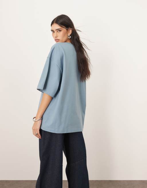ARRANGE oversized premium heavy weight t-shirt in washed blue