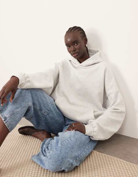 ARRANGE oversized premium heavyweight hoodie in gray heather - view 1