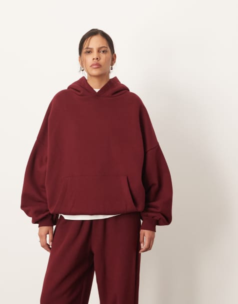 ARRANGE oversized premium heavyweight hoodie in merlot - view 1