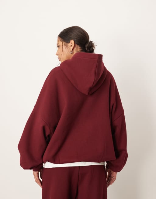 ARRANGE oversized premium heavyweight hoodie in merlot