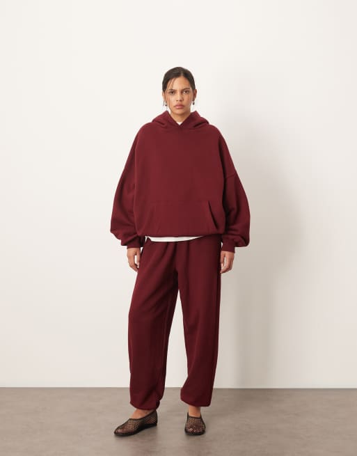 ARRANGE oversized premium heavyweight hoodie in merlot