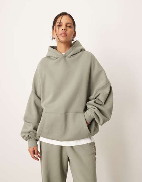 ARRANGE oversized premium heavyweight hoodie in olive green - view 1