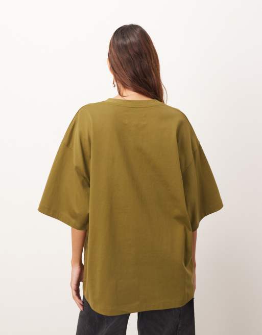 ARRANGE oversized premium heavyweight t-shirt in khaki, 4 of 4