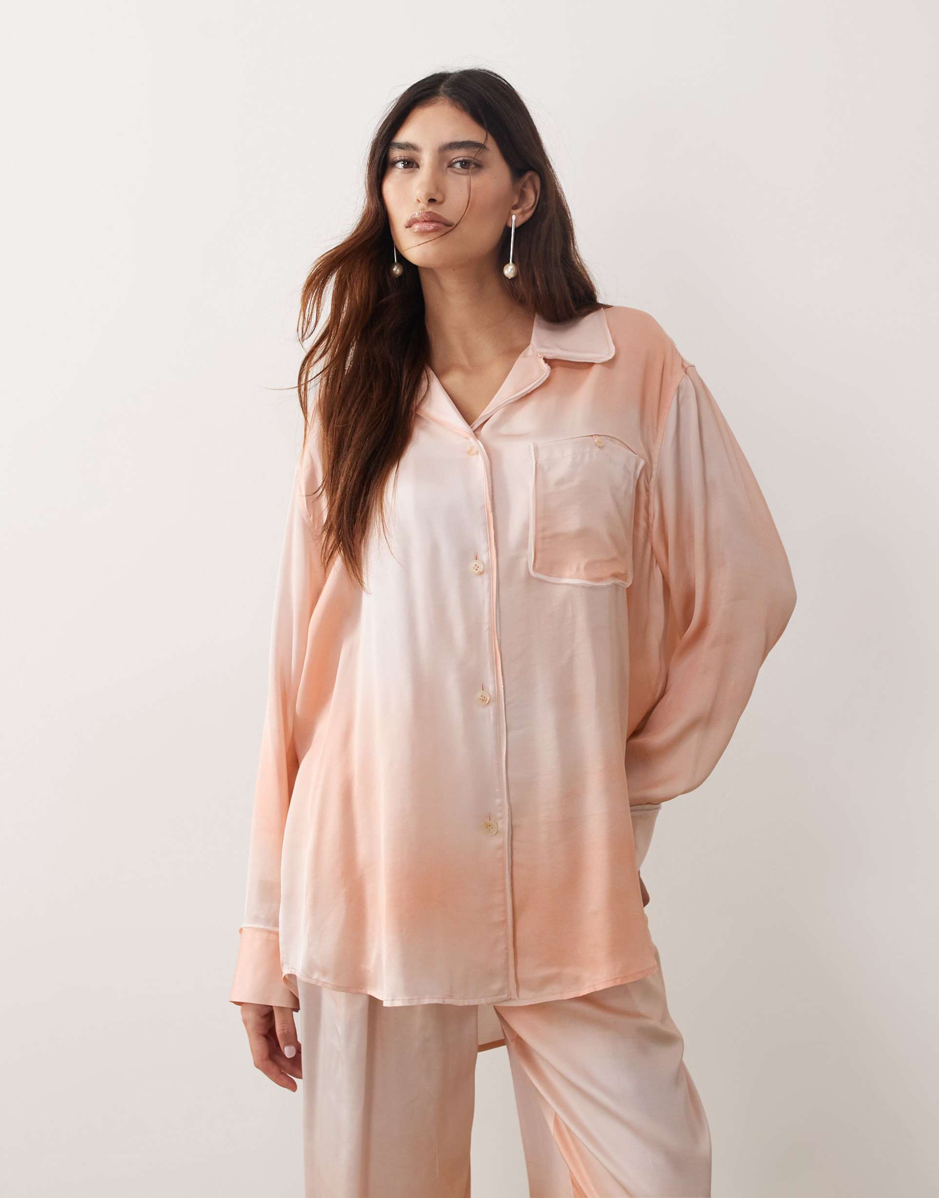 arrange oversized shirt in light orange - part of a set