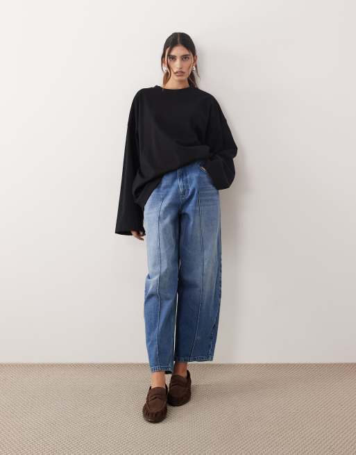 ARRANGE - Oversized T-shirt van katoen met lange mouwen in zwart, 2 van 4
