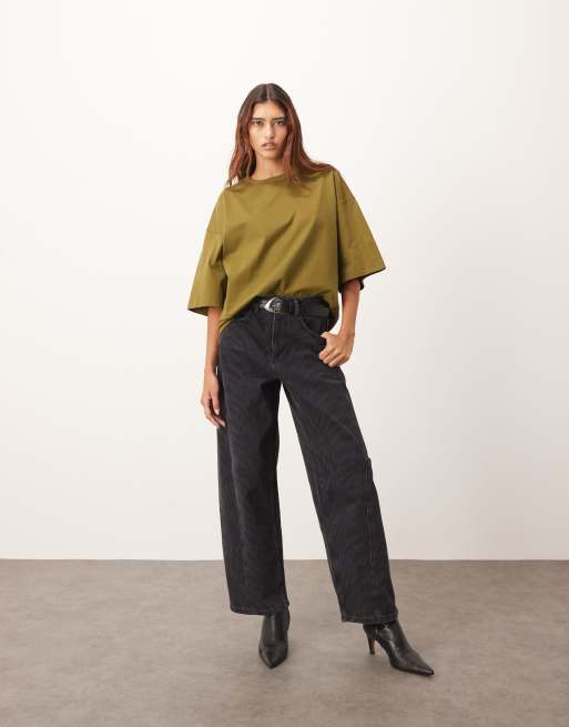 ARRANGE - Oversized T-shirt van zware premiumstof in kaki, 2 van 4
