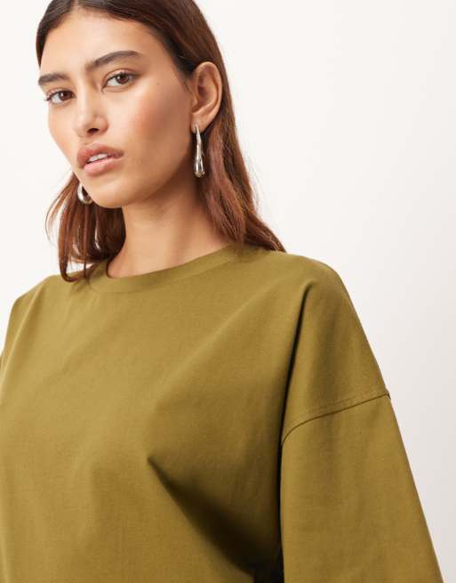 ARRANGE - Oversized T-shirt van zware premiumstof in kaki, 3 van 4