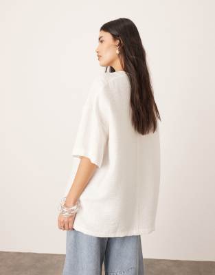 ARRANGE oversized textured boxy woven T-shirt in white | ASOS