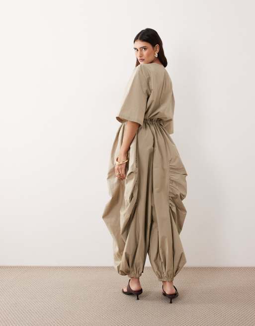ARRANGE oversized utility jumpsuit in stone, 4 of 4