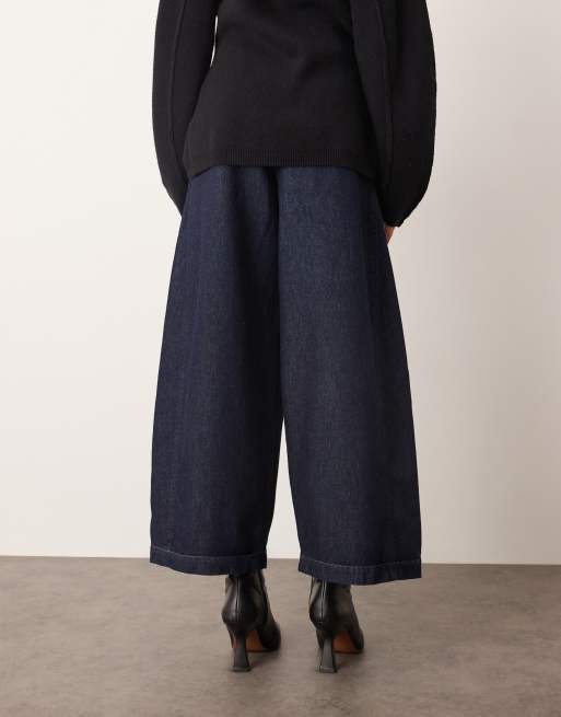 ARRANGE - Pantalon bouffant d'ensemble en denim avec plis structurés - Indigo, 5 de 5