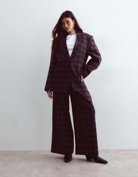 ARRANGE - pantalones de pernera ancha plisados de conjunto a cuadros - view 1