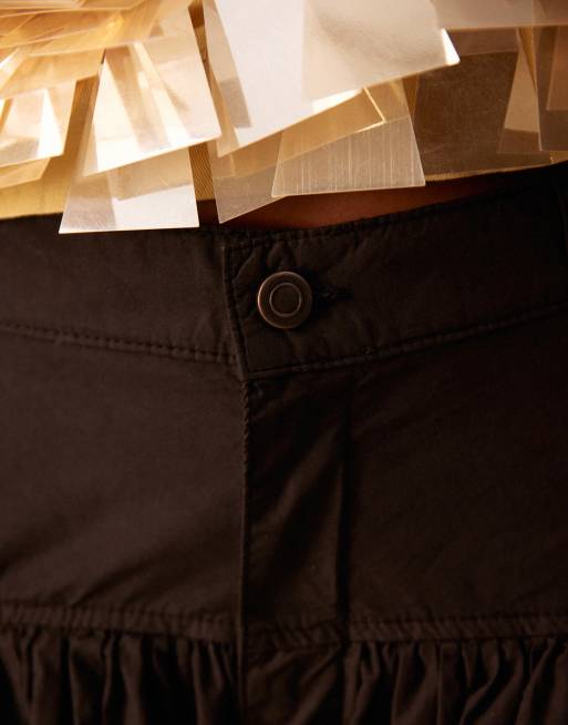 ARRANGE - Pantaloni a palloncino color cioccolato scuro con fondo elasticizzato e cuciture, 5 di 5