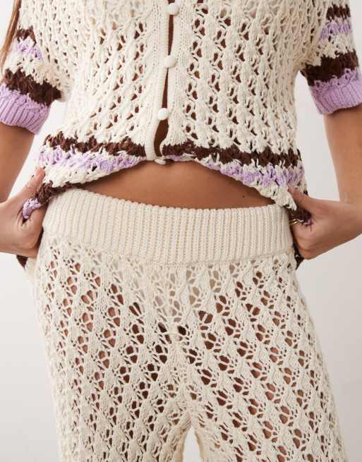 ARRANGE - Pantaloni all'uncinetto color crema in coordinato, 5 di 5