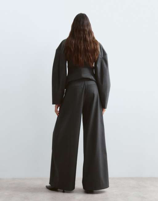 ARRANGE pantaloni co-ord a gamba larga in twill grigio, 3 di 5