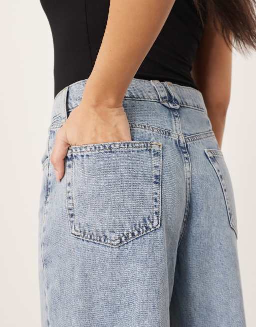 ARRANGE Parker denim high waist slouchy turn up jean in light wash blue, 5 of 5