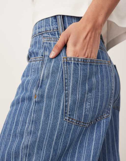 ARRANGE Parker denim high waist slouchy turn up jeans in laser stripe, 5 of 5