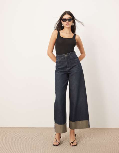 ARRANGE – Parker – Denim-Jeans in Indigo mit hoher Taille und lockerem Krempel-Umschlag - view 1