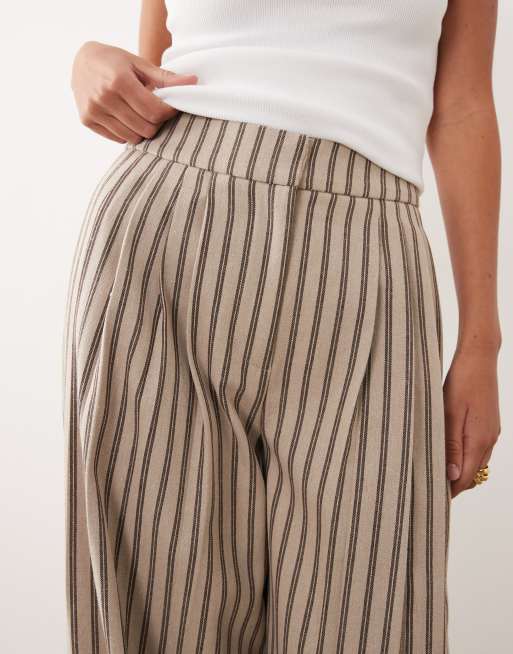 ARRANGE - Parte de un conjunto - Pantalones marrón chocolate a rayas de pernera ancha con pinzas, 3 de 5