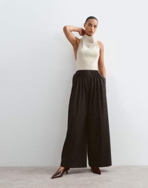 ARRANGE pleat waist wide leg pant in check - view 1