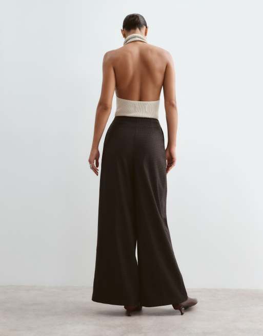 ARRANGE pleat waist wide leg trouser in check, 3 of 5