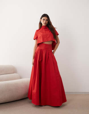 ARRANGE pleated maxi skirt in red - part of a set
