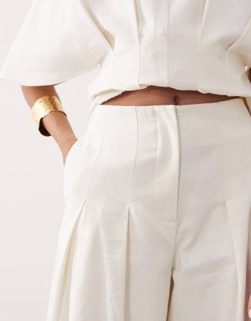 ARRANGE pleated trouser co-ord in white, 3 of 5