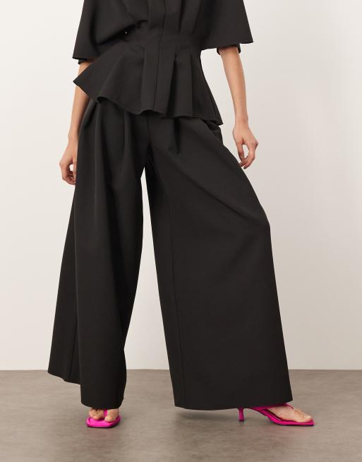 ARRANGE pleated waist tailored wide leg pants in black - part of a set