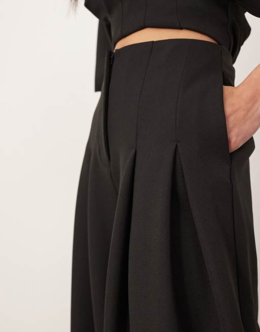 ARRANGE pleated waist tailored wide leg pants in black - part of a set
