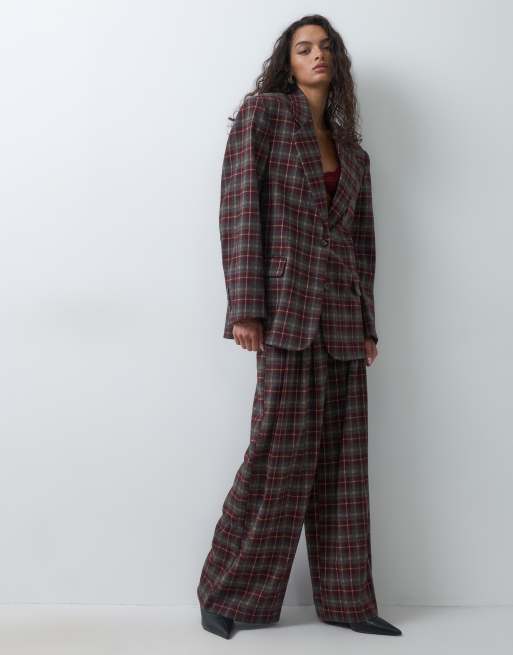 ARRANGE pleated wide leg trouser set in check, 3 of 5