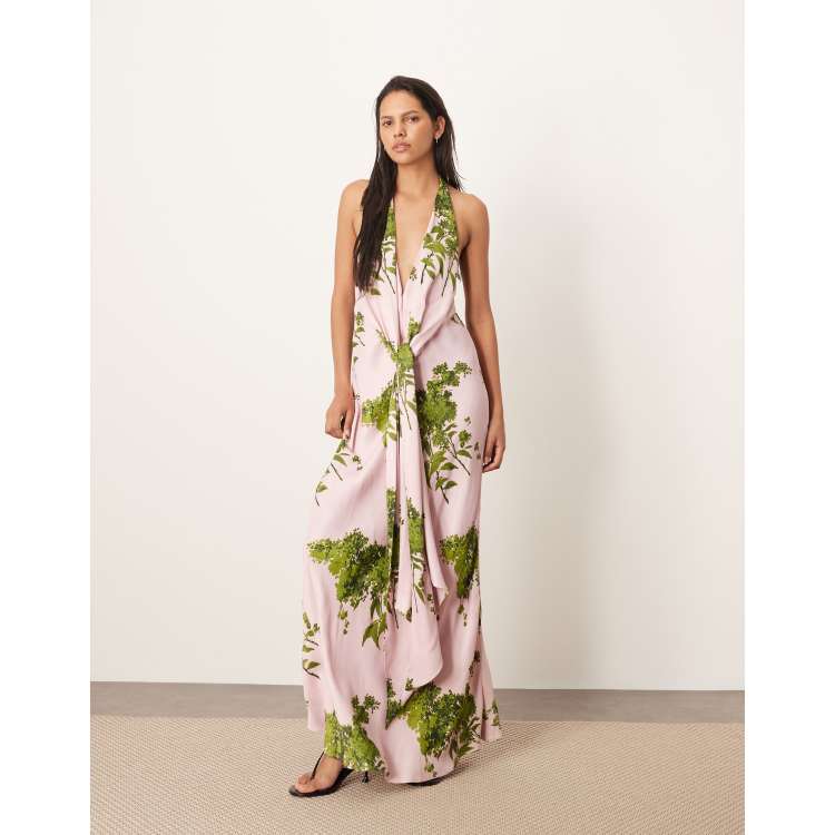 超大特価 ARRANGE floral in detail tie with dress maxi cowl plunge トップス