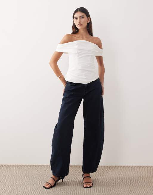 ARRANGE - Poplin top met blote schouders in wit, 2 van 4