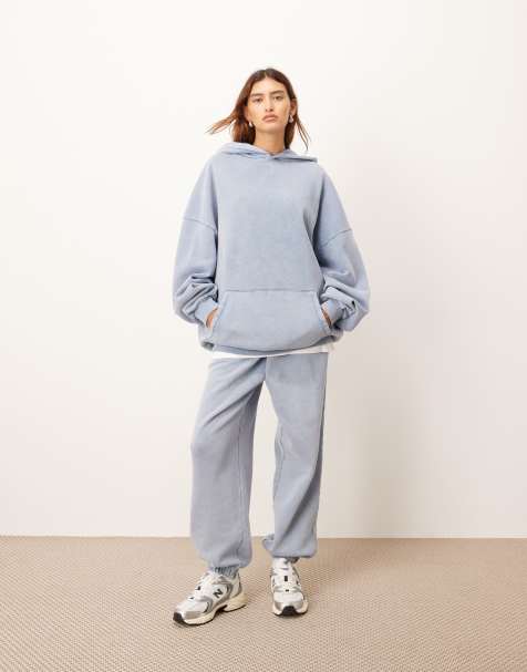 ARRANGE – Premium – Blått, stentvättat set med huvtröja och mjukisbyxor - view 1