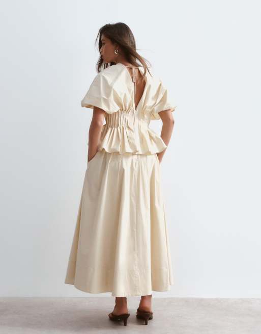 ARRANGE premium bomulds maxinederdel-sæt i beige, 2 af 5