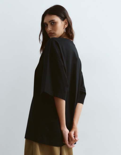 ARRANGE Premium – Czarny gruby T-shirt oversize, 3 z 4