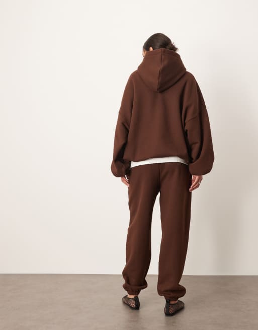 ARRANGE – Premium – Czekoladowe joggersy oversize z grubego materiału ze ściągaczami, 5 z 5