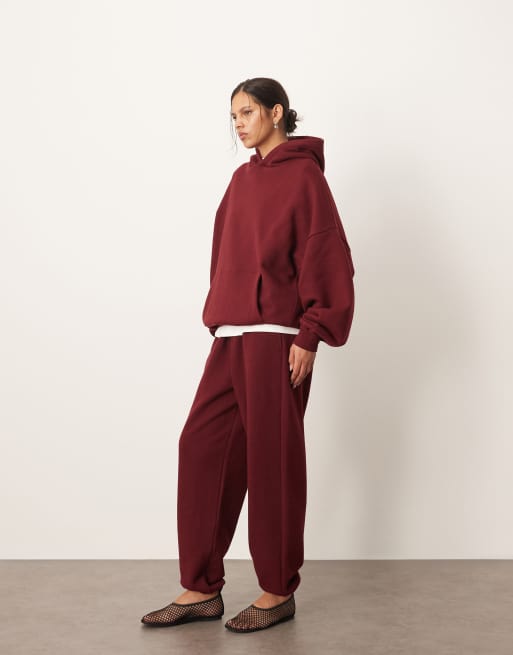 ARRANGE – Premium – Czerwone joggersy oversize z grubego materiału z mankietami