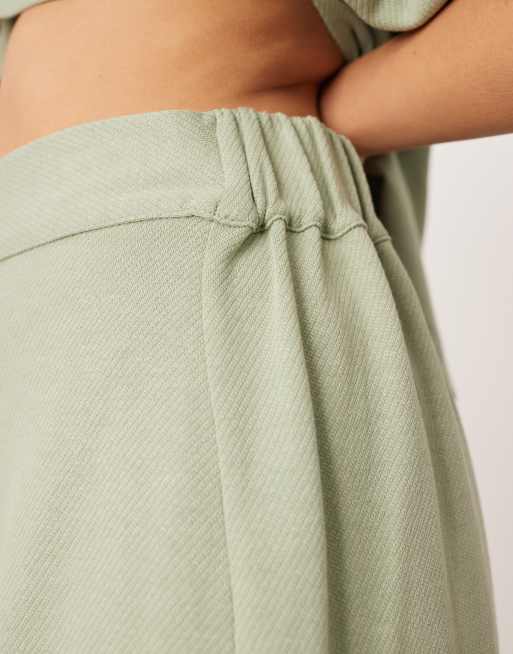 ARRANGE premium heavy weight textured jersey column maxi skirt co-ord in pistachio, 4 of 5