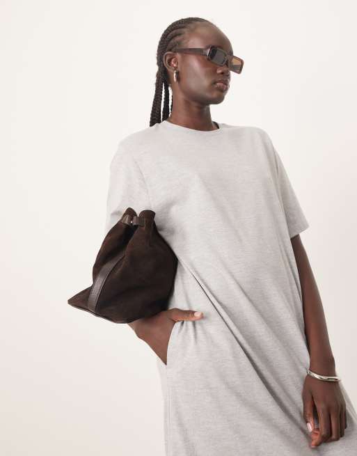 ARRANGE premium heavyweight T-shirt midi dress in gray heather ASOS