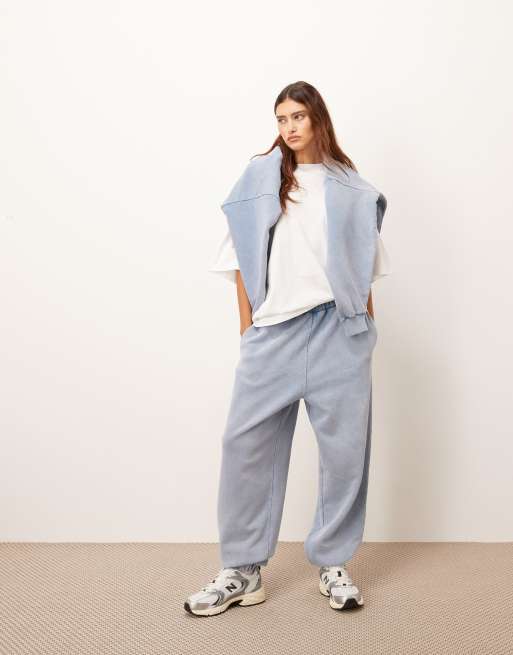 ARRANGE - Premium joggingbroek met acid wash in zachtblauw