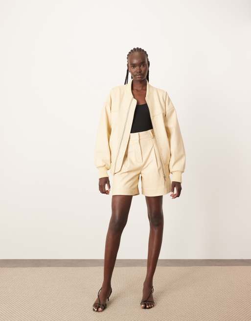 ARRANGE premium leather city shorts co-ord in buttermilk