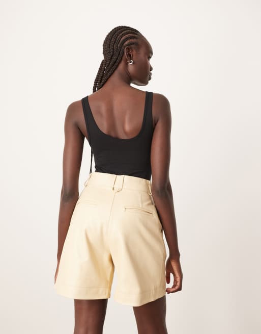 ARRANGE premium leather city shorts co-ord in buttermilk