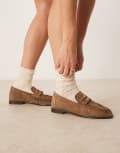 [ARRANGE] ARRANGE Premium leather loafers in tan suede-Brown 35 TAN