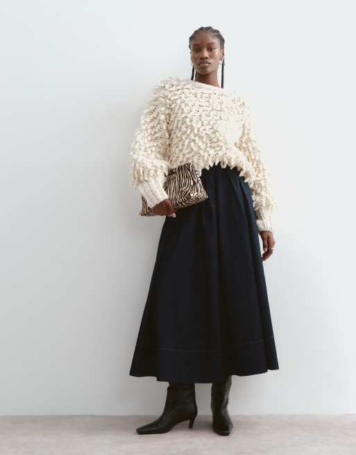 ARRANGE premium loopy knitted sweater in cream, 2 of 5