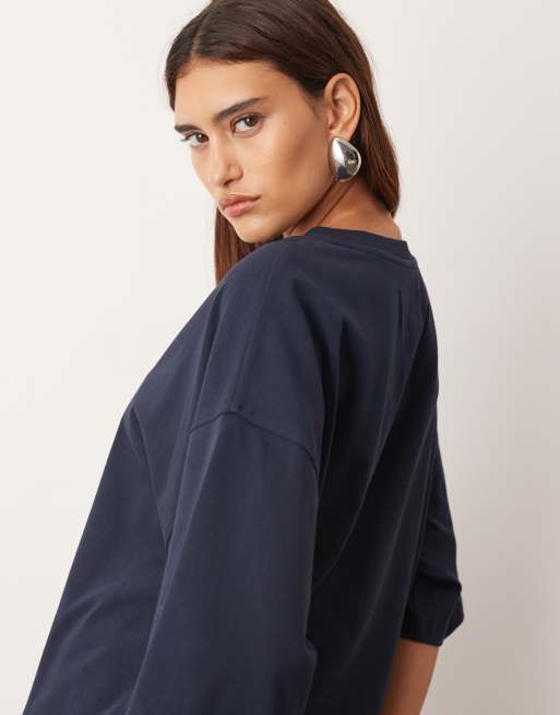 ARRANGE - Premium - Marineblå kraftig oversized T-shirt, 4 af 4