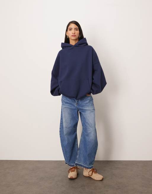 ARRANGE - Premium - Marineblå oversized hættetrøje i kraftigt stof, 2 af 4