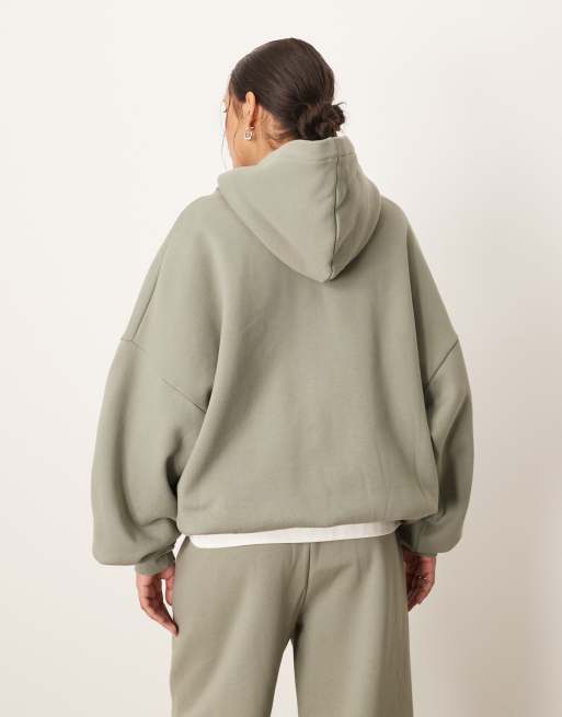 ARRANGE - Premium - Olivengrøn oversized kraftig hættetrøje, 4 af 4