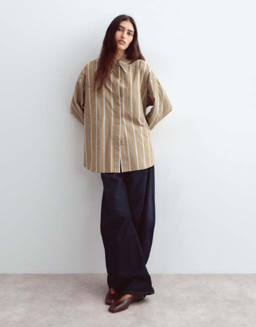 ARRANGE Premium Oversize-Hemd in Stein-Streifen, 3 von 5